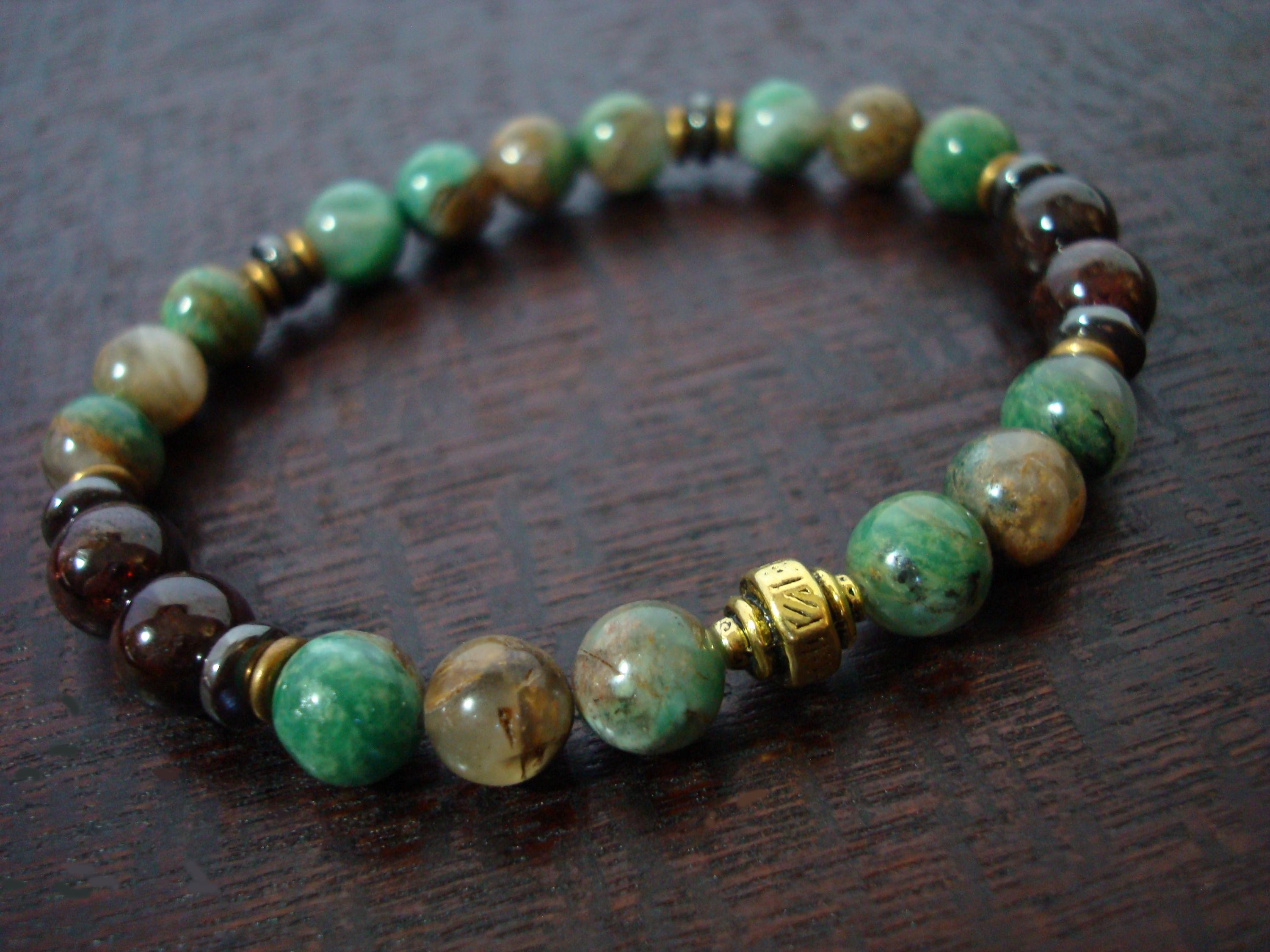 Men's Prosperity & Love Mala Bracelet // African Jade and Garnet Mala Bracelet // Yoga, Buddhist, Mala Beads, Meditation, Men Jewelry