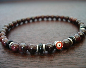 Granat Armband Bracelet Perlenarmband Silber Beads rot 8mm Granat Armband Bracelet Perlenarmband Silber Beads rot 8mm