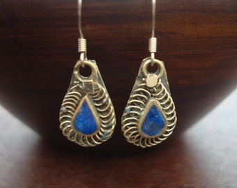 Women's Tibetan Lapis Lazuli Earrings // Only One Pair Available // Yoga, Buddhist, Jewelry, Women, Yoga Jewelry