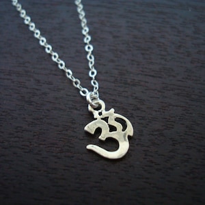 Sterling Silver Om Necklace - Yoga Jewelry, Buddhist Jewelry, Women&#39;s Jewelry, Dainty Om Necklace, Ohm, Aum