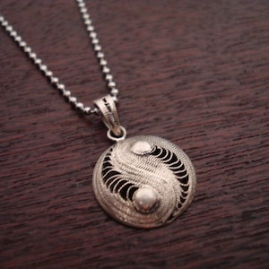 Sterling Silver Yin Yang Necklace // Dainty and Feminine Stainless Steel Chain // Yoga Jewelry, Buddhist Jewelry, Women&#39;s Jewelry