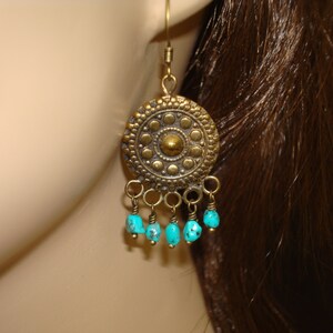 CLEARANCE - Women&#39;s Turquoise Mandala Earrings // Jewelry, Women&#39;s Jewelry, Yoga Jewelry, Earrings