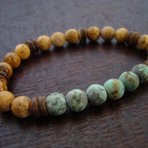 Men&#39;s African Turquoise Attraction Mala Bracelet // African Turquoise Rustic Mala Bracelet // Yoga, Buddhist, Jewelry, Prayer Beads