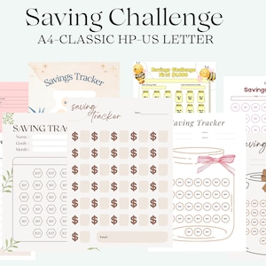 9 Savings Tracker Bundle A4 A5 Printable, Savings Challenge, Money Saving Jar Tracker, Budgeting Planner Inserts, Instant Download