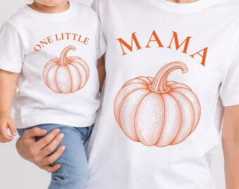 Matching Family Pumpkin Shirts, Cotton Fall Birthday Tees for Mama Dada and Kids Party