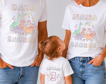 Comfort Colors Dinosaur Family Matching Shirts Cotton Tee for Birthday Party Outfit Set