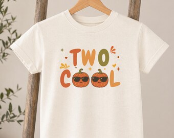 Two Cool Pumpkin Birthday Shirt, Custom Cotton Tee for Toddler 2nd Fall Party Day