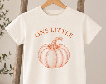 One Little Pumpkin Birthday Shirt, Custom Cotton Tee for Kids Fall First Party Outfit