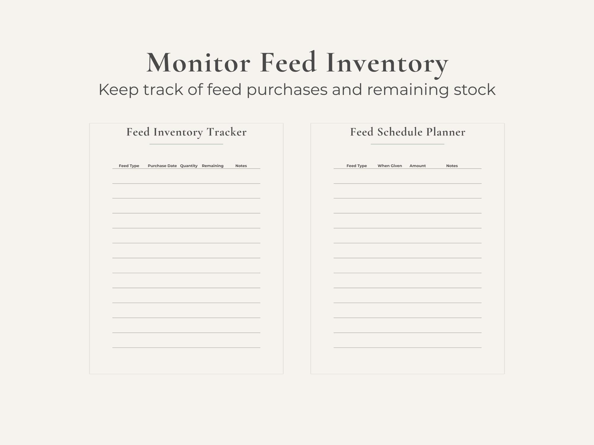 Chicken Feed Tracker | Feed Log Printable | Chicken Feed Record PDF ...