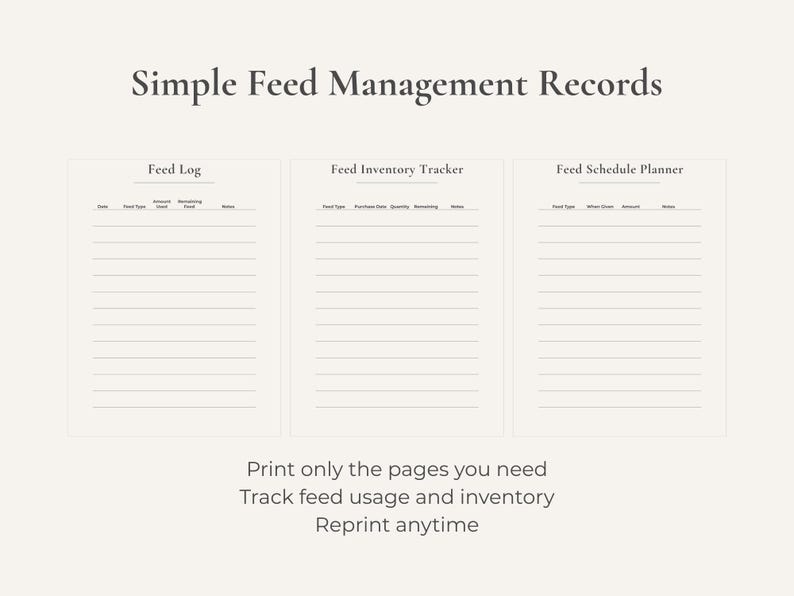 Chicken Feed Tracker | Feed Log Printable | Chicken Feed Record PDF ...