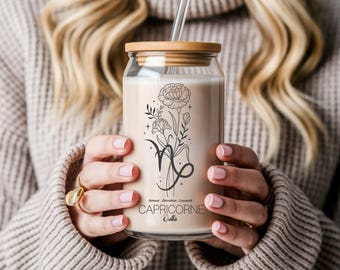 Copo em formato de lata com tampa e canudo - Capricórnio