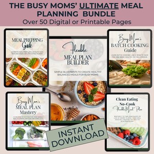 Planificador de comidas imprimible Plantilla de preparación semanal Organizador de cocina por lotes Guía de alimentación saludable Programador de cenas familiares Compras