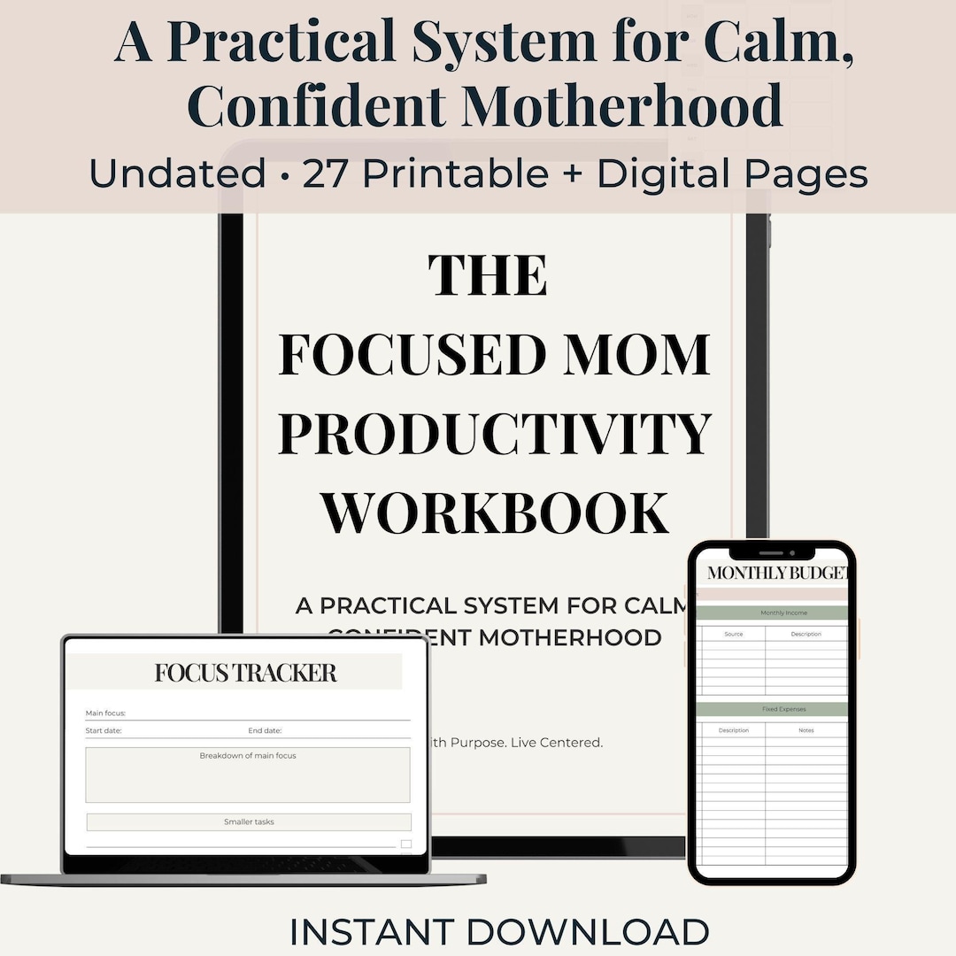 Busy Mom Planner Printable Download Digital Workbook Mom Productivity ...