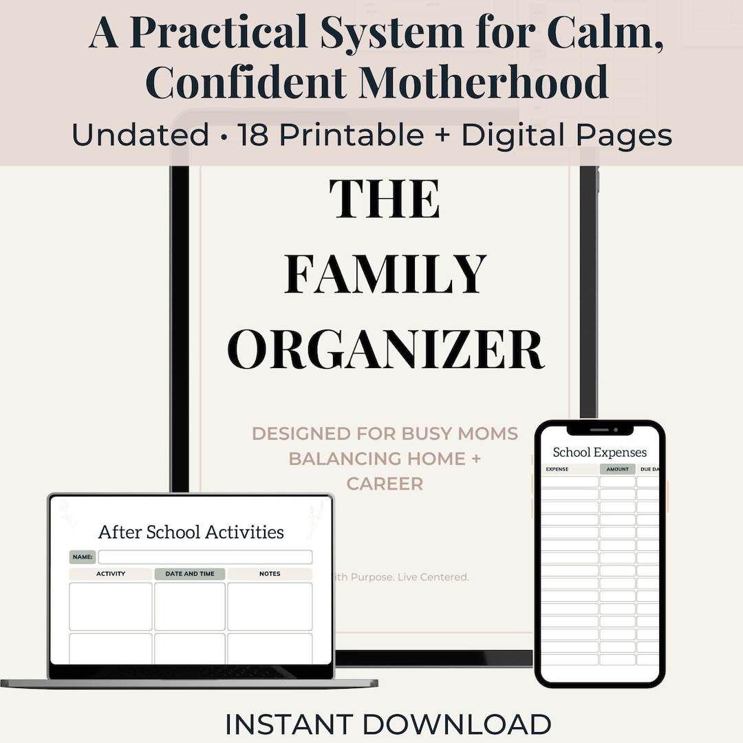 Family Organizer Printable Life Busy Mom Planner Digital Hub Command ...