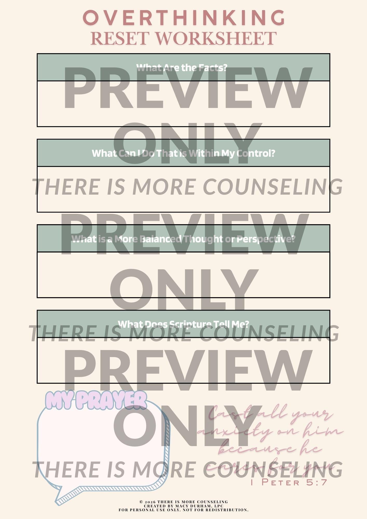 Retreat Rethink Respond Worksheet.pdf Overthinking Reset Worksheet | Christian Anxiety Reflection Printable ...