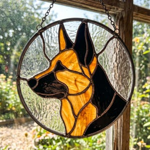 Duitse herder glas in lood patroon SVG pdf, hond Suncatcher sjabloon, huisdier raamkunst