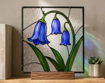 Bluebell Buntglas Muster SVG PDF, Floral Suncatcher Fenster Panel Vorlage
