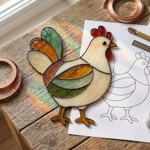 Kycklingmålningmönster, bondgårdshöna Suncatcher SVG PDF digital nedladdning