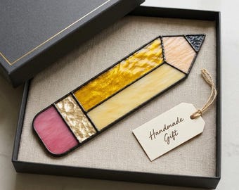 Pencil Stained Glass Pattern, Teacher Gift Suncatcher, Back to School Digital Download