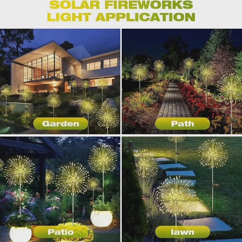 Led Garden Decoration Solar Outdoor Firework Lights Fairy Lights ...