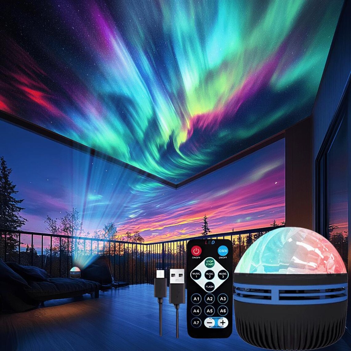 LED Northern Lights Projector Light 7 Modes Starry Sky Night Light With ...