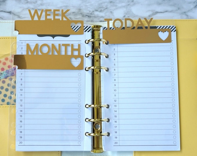 Personal Planner Dividers, Today Page Marker Gold, A5 Planner