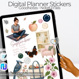 September Digital Planner Stickers for GoodNotes and Noteful |  2025 Fall Calendar & Journal Kit | Realistic Clipart for Digital Planning