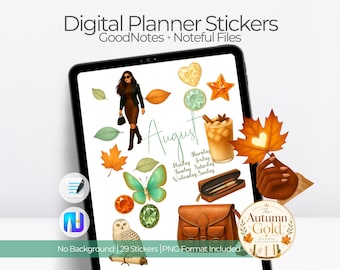 Autumn Digital Planner Stickers for Goodnotes and Noteful |  2025 Fall Calendar & Journal Kit | Realistic Clipart for Digital Planning