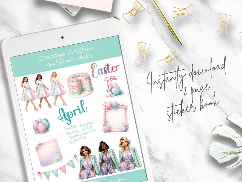 April Digital Planner Stickers for Goodnotes & Noteful | Spring Pastel ...