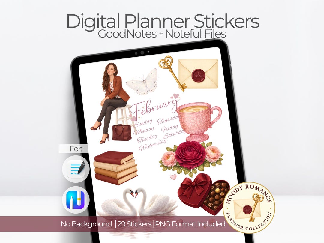 February Digital Planner Stickers Goodnotes and Noteful | Pink Winter ...