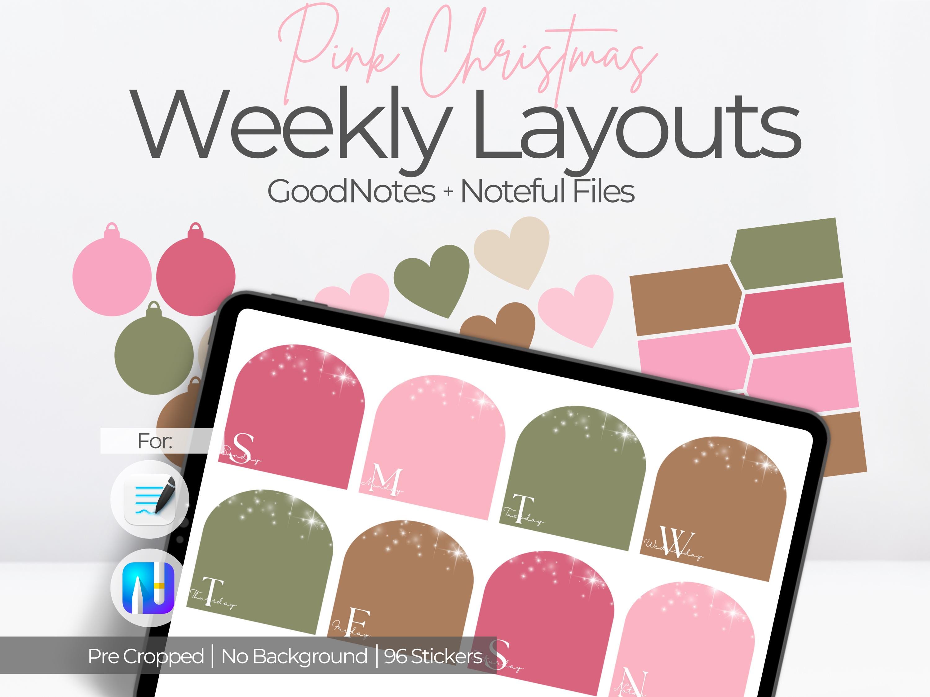 Christmas Goodnotes Digital Stickers Kit | December Digital Planner Weekly Layout | Inserts Digital Journal | Noteful Color Blocking Inserts