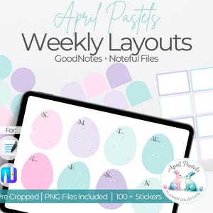 April Weekly Color Block Planner Inserts | Digital Planner Portrait and Landscape Layout | Spring Stickers Bundle | Shape Stickers Kit