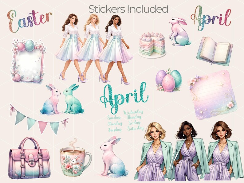 April Digital Planner Stickers for Goodnotes & Noteful | Spring Pastel ...
