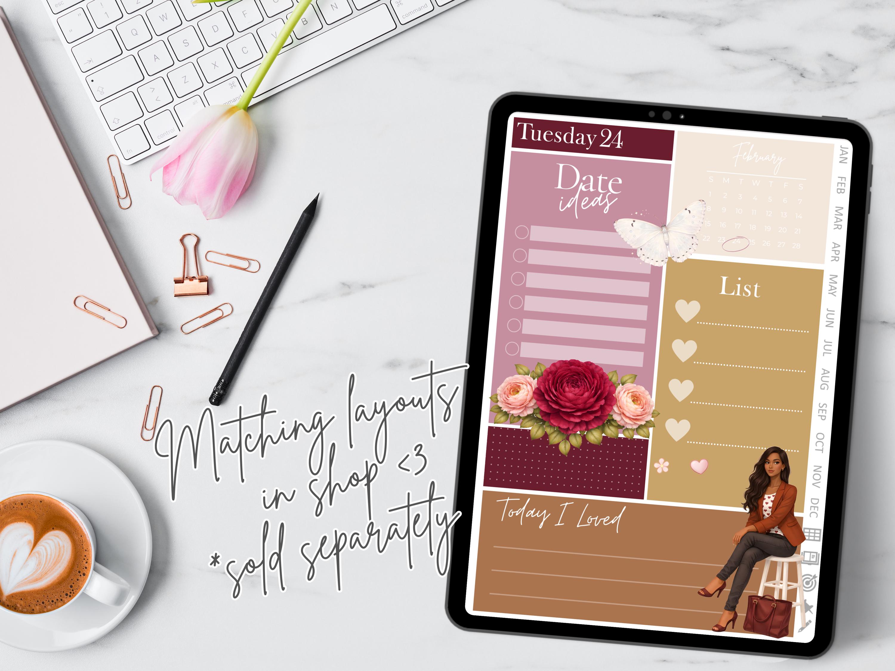 February Digital Planner Stickers Goodnotes and Noteful | Pink Winter ...