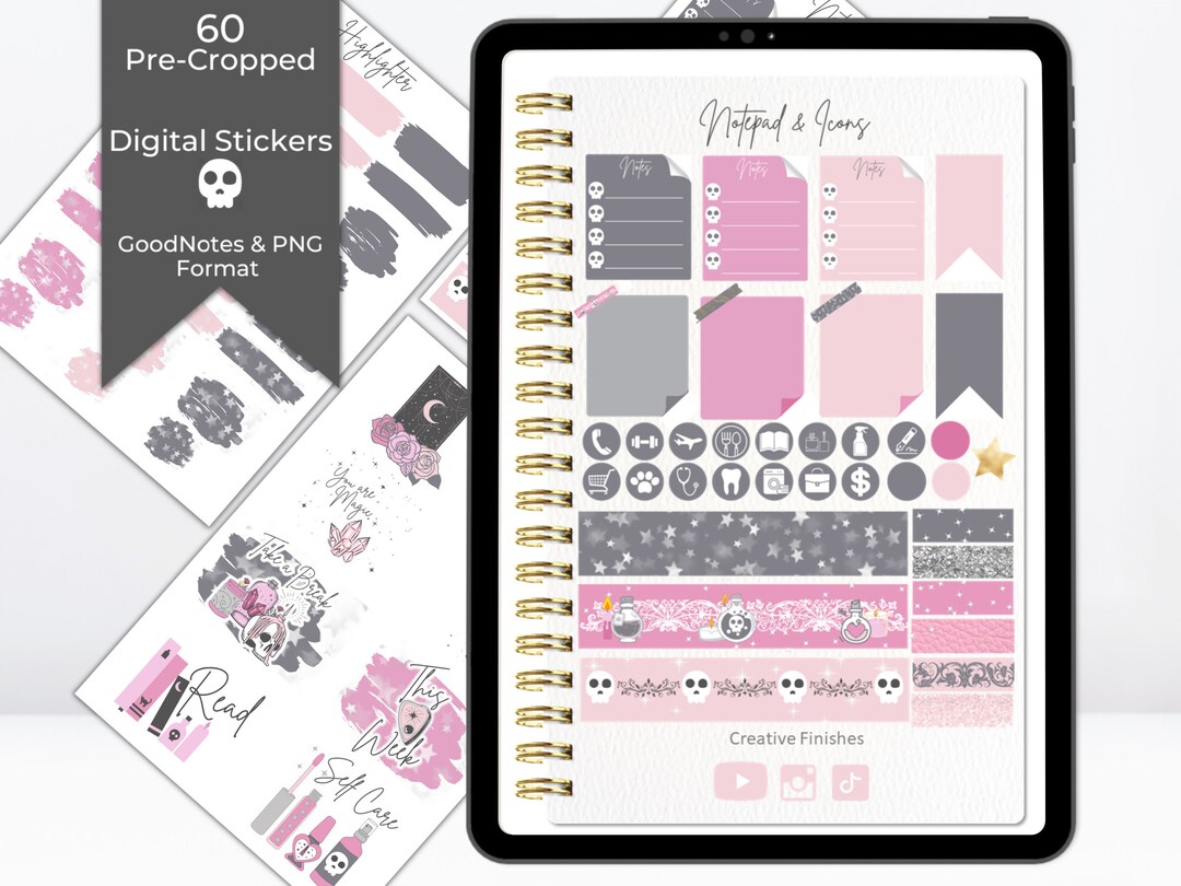 Goth Digital Planner Stickers Digital Sticker Book Pastel Goth Icon