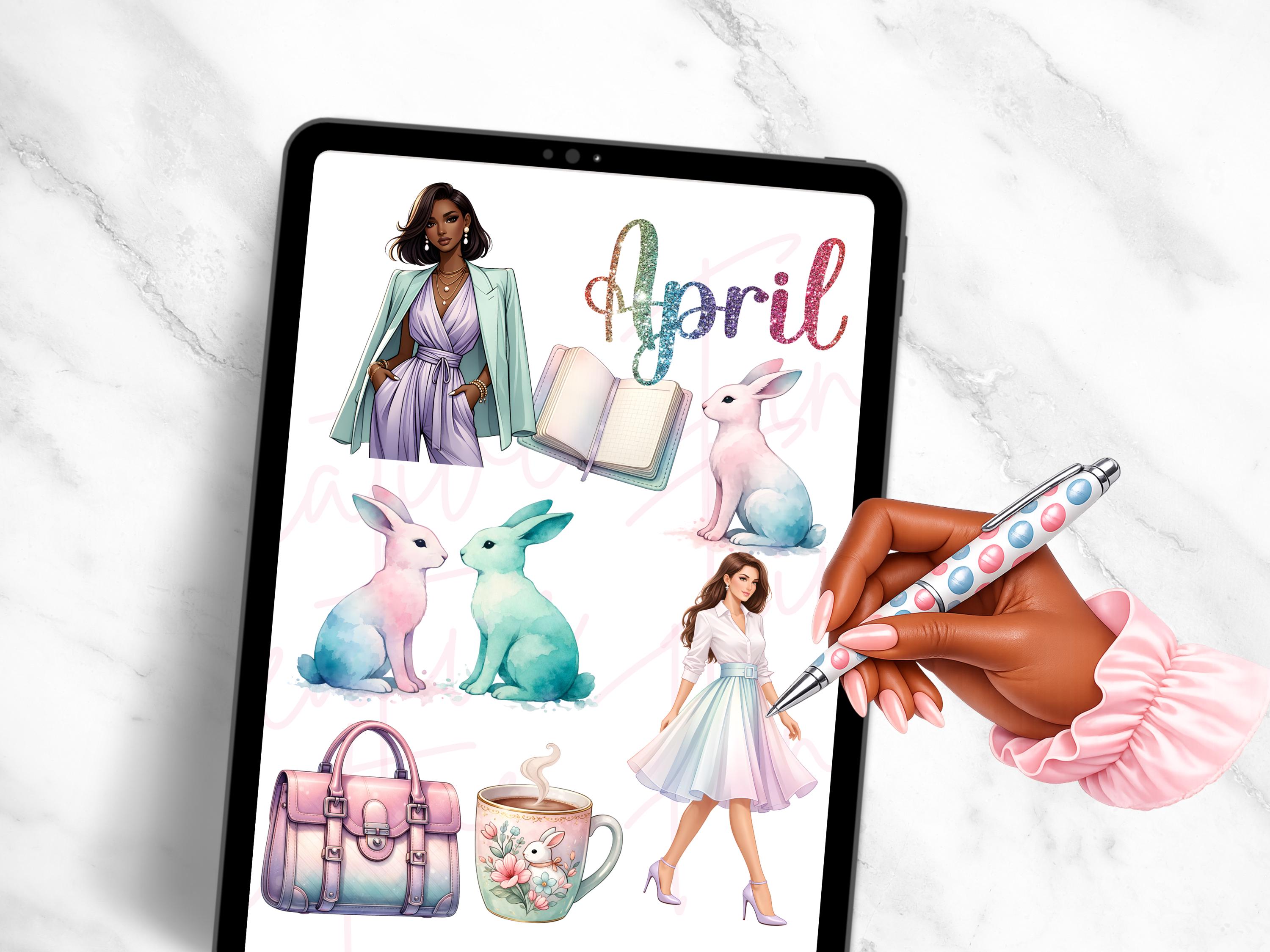 April Digital Planner Stickers for Goodnotes & Noteful | Spring Pastel ...