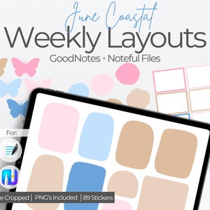 June Weekly Color Block Planner Inserts | Digital Planner Portrait and Landscape Layout | Summer Stickers Bundle | Predecorated GoodNotes