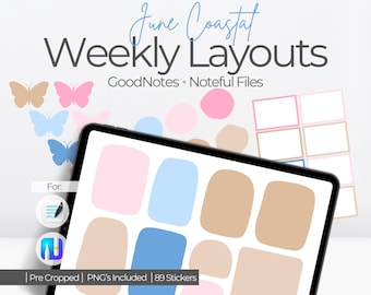 June Weekly Color Block Planner Inserts | Digital Planner Portrait and Landscape Layout | Summer Stickers Bundle | Predecorated GoodNotes