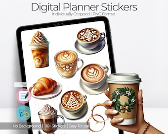 Coffee Digital Planner Stickers | Coffee Stains Clipart | January Journal Stickers | Winter Aesthetic Stickers  | Life Planner Icons