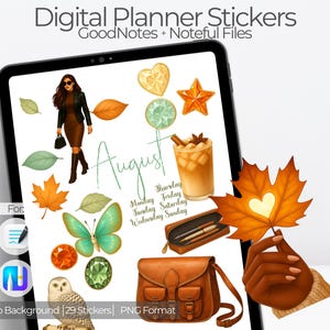 August Digital Planner Stickers for GoodNotes and Noteful |  2025 Summer Calendar & Journal Kit | Realistic Clipart for Digital Planning