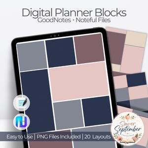 Fall Color Block Digital Planner Inserts |  Daily Weekly Layouts  | Muted Digital Stickers for GoodNotes | Autumn Noteful Planner Pages