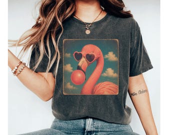 Flamingo Heart Sunglasses Shirt, Cute Summer Flamingo Tee, Pink Aesthetic Animal T Shirt, Funny Bird Tee, Beach Shirt for Women
