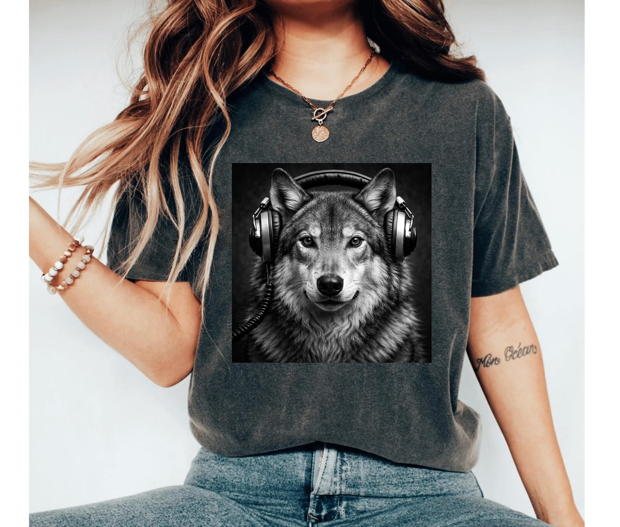 Wolf Headphones Shirt, Wolf Meme Tee, Music Lover Shirt, Alpha Wolf ...