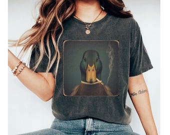 Smoking Duck Shirt, Funny Duck Tee, Vintage Mallard T Shirt, Humorous Animal Graphic Tee, Duck Lover Gift, Retro Bird Shirt