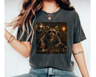 DJ Raccoon Shirt, Funny Raccoon Tee, EDM Music Lover Shirt, DJ Animal T Shirt, Party Raccoon Gift, Retro Dj Graphic Tee