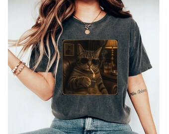 Funny Cat Shirt, Funny Smoking Cat Tee, Cat Lover Gift, Retro Cat Graphic T Shirt, Kitty Tee, Vintage Cat Shirt, Cat Meme Shirt