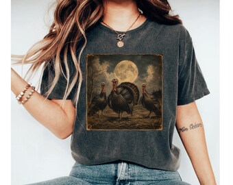Wild Turkey Shirt, Turkey Hunting Tee, Moonlight Turkey T Shirt, Hunter Gift, Turkey Graphic Tee, Outdoor Hunting Shirt