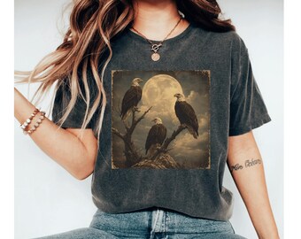 Bald Eagle Shirt, Eagle Moon Tee, American T Shirt, Wild Bird Lover Gift, Patriotic Shirt, Nature Shirt, Eagle Graphic Tee