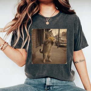Funny Cat Taco Shirt, Vintage Cat Tee, Meme Cat TShirt, Retro Aesthetic Cat Shirt, Funny Animal Tee, Cat Lover Gift image 1