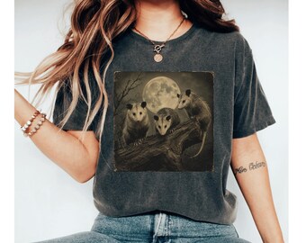 Opossum Moon Shirt, Vintage Opossum Tee, Woodland Animal Shirt, Gothic Nature Tee, Night Forest Graphic Tee, Possum Lover Gift